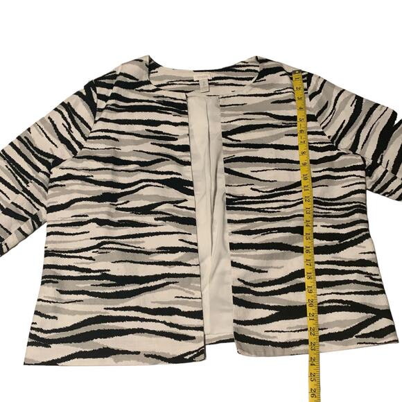 CHICO'S 3 (L 16) Jacket Blazer Zebra Striped Open Front 3/4 Sleeves Animal Print - Picture 4 of 6